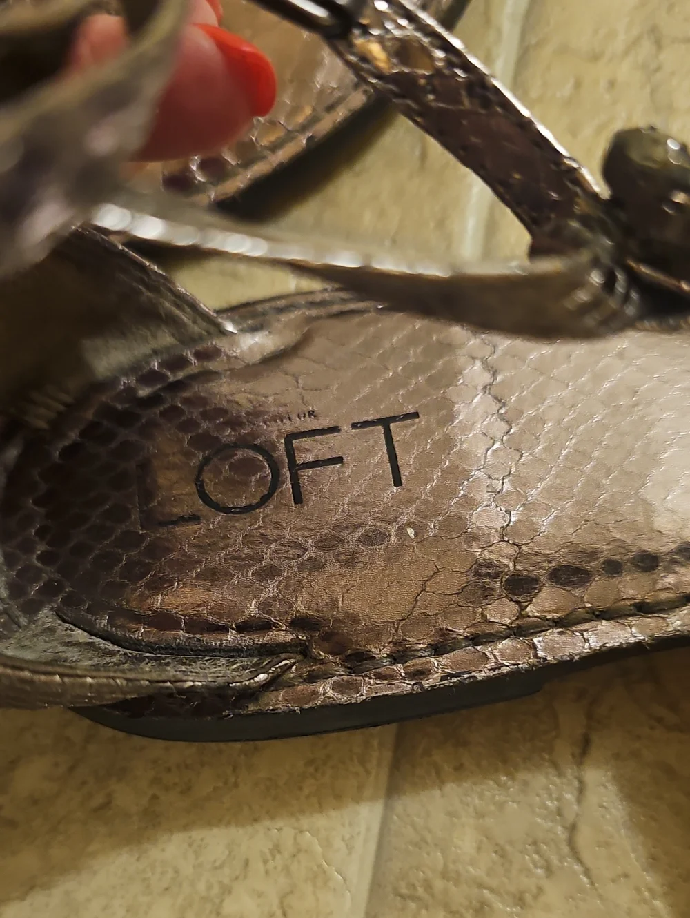 Metallic Embellished Women’s Sandals - Charcoal- Bronze